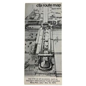 1976 April Chicago Transit Authority CTA Route Map Train L Subway Bus Navy Pier